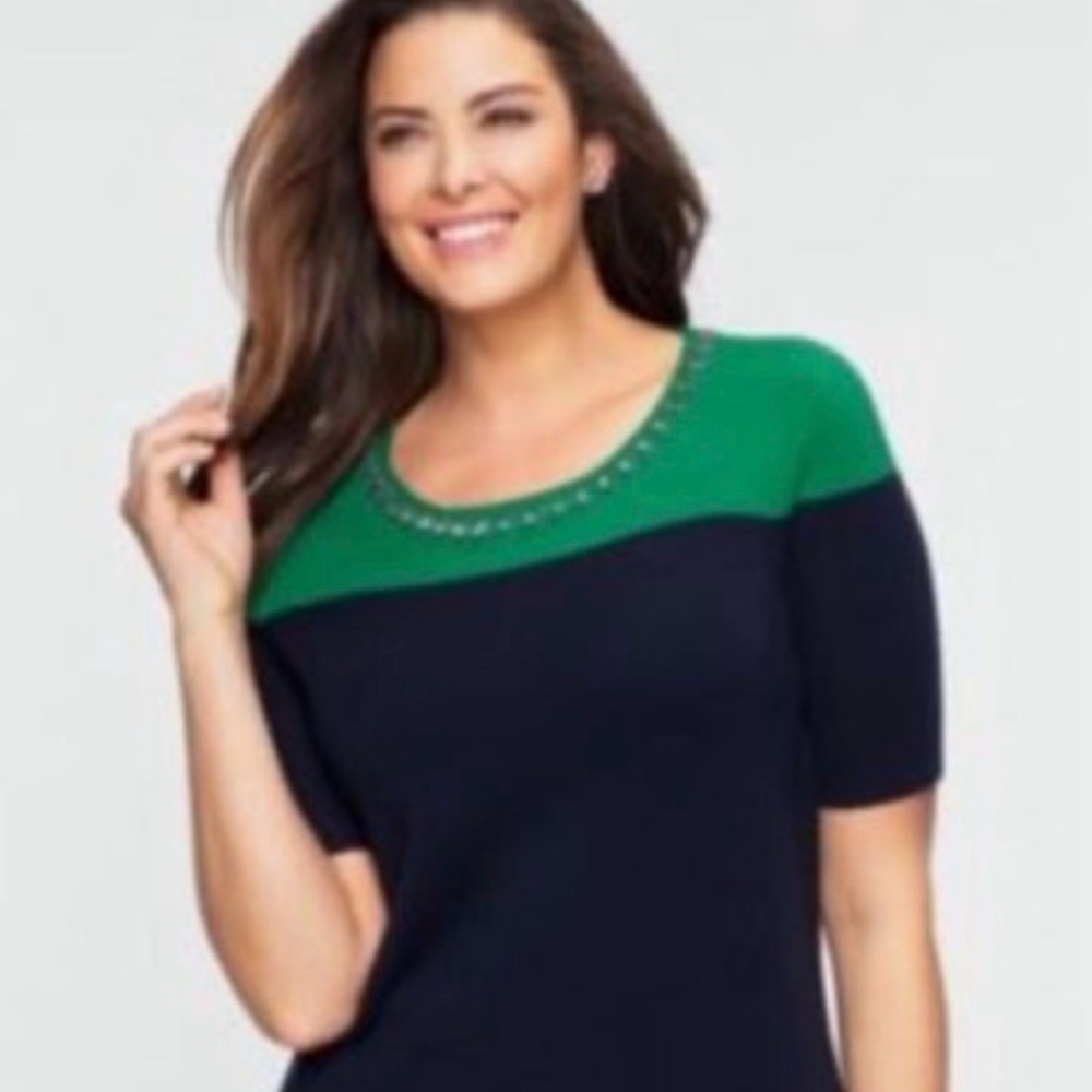 Talbots merino wool Gem- trimmed
Colorblock sweater size S